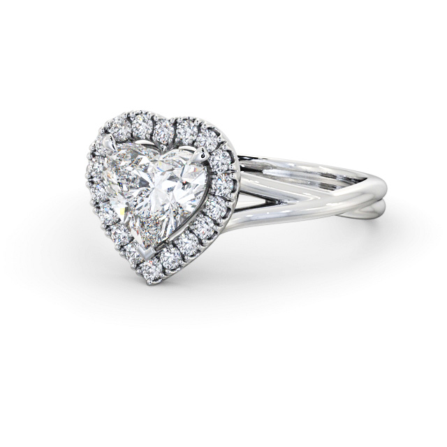 Halo Heart Diamond Engagement Ring 18K White Gold - Gorile ENHE16_WG_FLAT