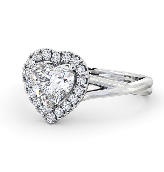 Halo Heart Diamond Crossover Band Engagement Ring 9K White Gold ENHE16_WG_THUMB2 