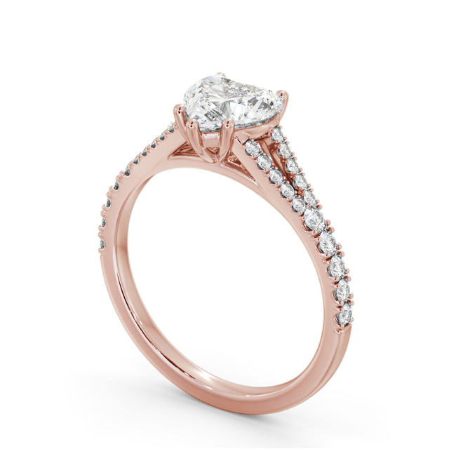 Heart Diamond Engagement Ring 9K Rose Gold Solitaire With Side Stones - Alberto ENHE16S_RG_SIDE