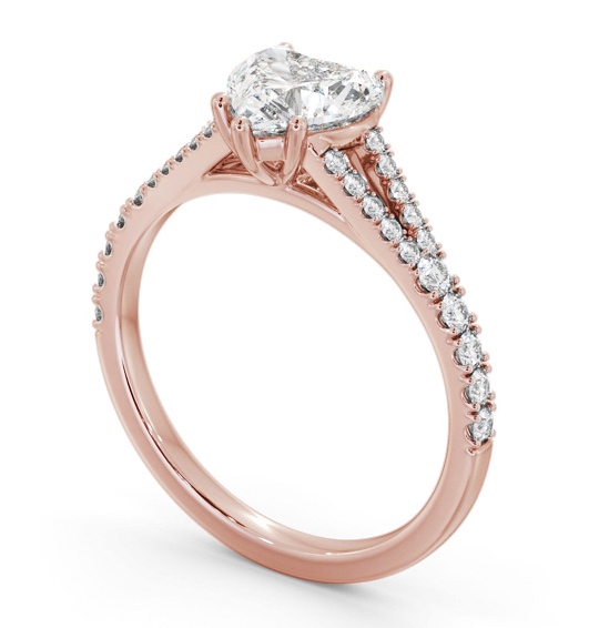 Heart Diamond Split Band Engagement Ring 18K Rose Gold Solitaire with Channel Set Side Stones ENHE16S_RG_THUMB1 