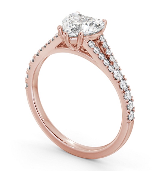 Heart Diamond Split Band Engagement Ring 9K Rose Gold Solitaire with Channel Set Side Stones ENHE16S_RG_THUMB1