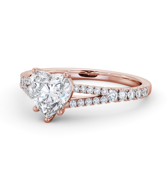 Heart Diamond Split Band Engagement Ring 18K Rose Gold Solitaire with Channel Set Side Stones ENHE16S_RG_THUMB2 