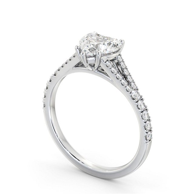 Heart Diamond Engagement Ring 18K White Gold Solitaire With Side Stones - Alberto ENHE16S_WG_SIDE