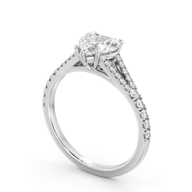 Heart Diamond Engagement Ring 9K White Gold Solitaire With Side Stones - Alberto ENHE16S_WG_SIDE