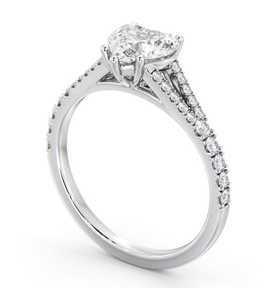 Heart Diamond Engagement Ring 9K White Gold Solitaire With Side Stones - Alberto ENHE16S_WG_THUMB1