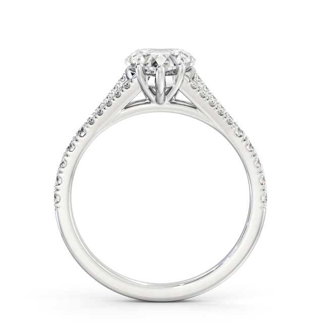 Heart Diamond Engagement Ring 18K White Gold Solitaire With Side Stones - Alberto ENHE16S_WG_UP