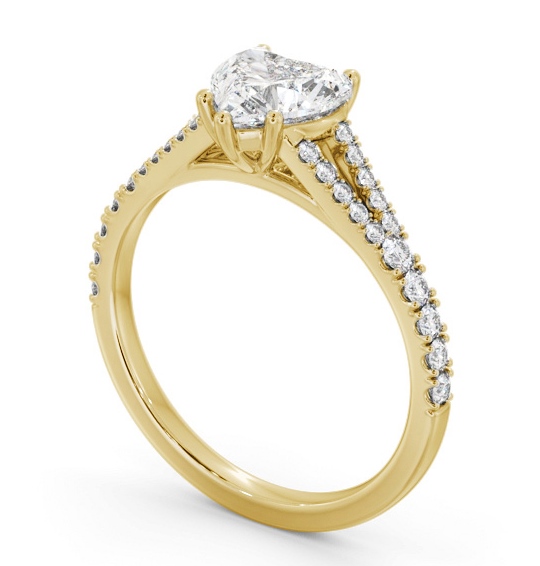 Heart Diamond Split Band Engagement Ring 18K Yellow Gold Solitaire with Channel Set Side Stones ENHE16S_YG_THUMB1 