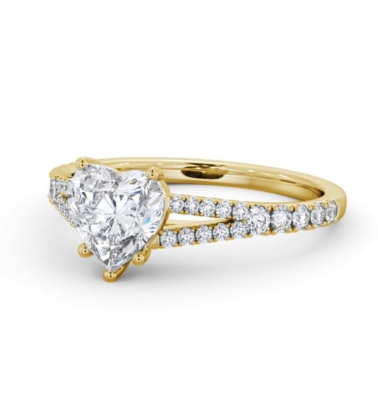 Heart Diamond Split Band Engagement Ring 18K Yellow Gold Solitaire with Channel Set Side Stones ENHE16S_YG_THUMB2 