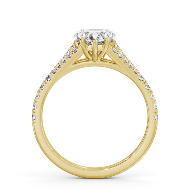 Heart Diamond Engagement Ring 9K Yellow Gold Solitaire With Side Stones - Alberto ENHE16S_YG_UP