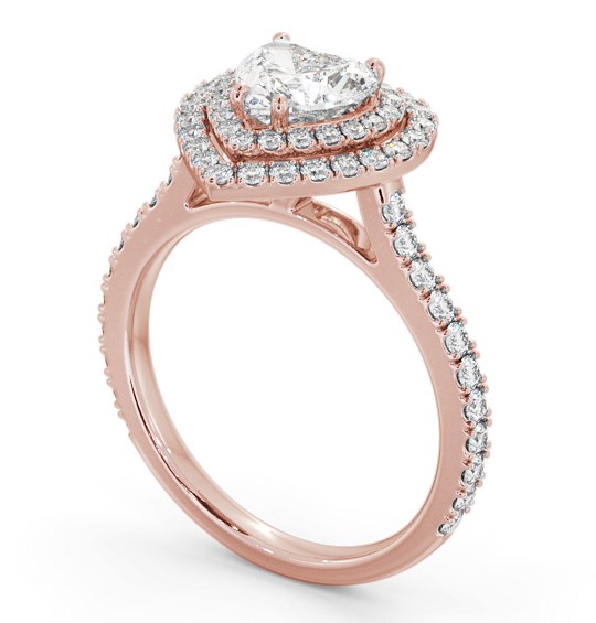 Double Halo Heart Diamond Engagement Ring 18K Rose Gold ENHE17_RG_THUMB1 