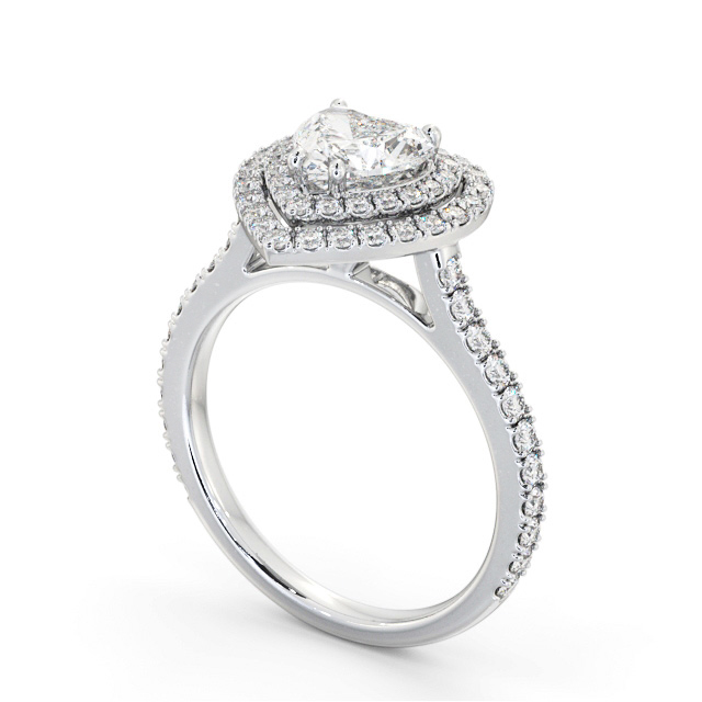 Halo Heart Diamond Engagement Ring Platinum - Libanus ENHE17_WG_SIDE