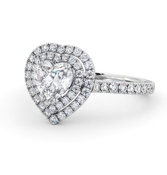 Double Halo Heart Diamond Engagement Ring 18K White Gold ENHE17_WG_THUMB2 