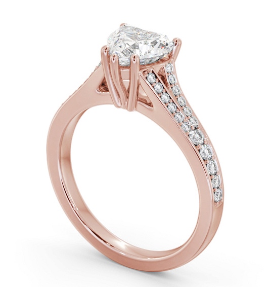 Heart Diamond Split Channel Engagement Ring 9K Rose Gold Solitaire with Channel Set Side Stones ENHE17S_RG_THUMB1