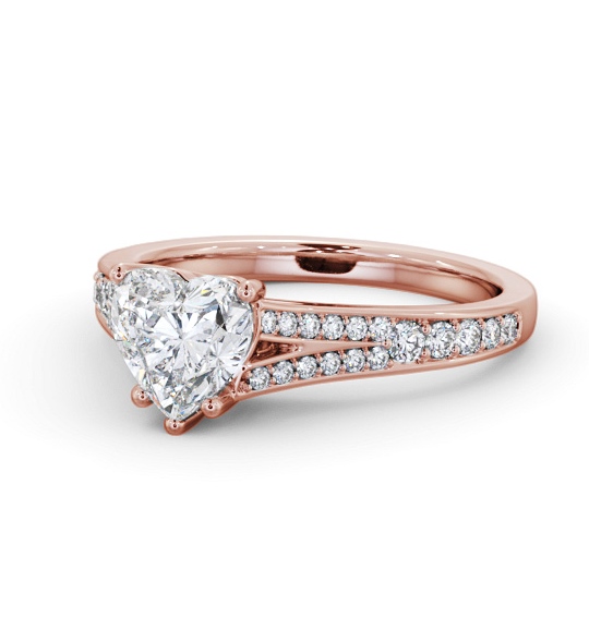  Heart Diamond Engagement Ring 9K Rose Gold Solitaire With Side Stones - Cottrell ENHE17S_RG_THUMB2 