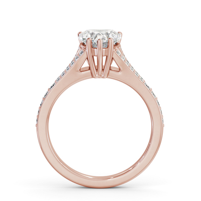 Heart Diamond Engagement Ring 18K Rose Gold Solitaire With Side Stones - Cottrell ENHE17S_RG_UP