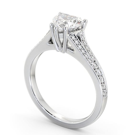 Heart Diamond Engagement Ring Platinum Solitaire With Side Stones - Cottrell ENHE17S_WG_THUMB1