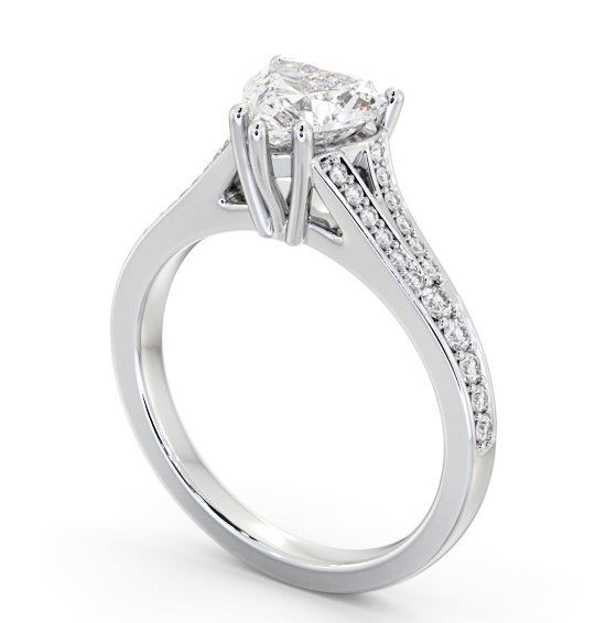 Heart Diamond Split Channel Engagement Ring 18K White Gold Solitaire with Channel Set Side Stones ENHE17S_WG_THUMB1