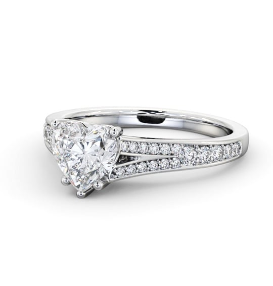  Heart Diamond Engagement Ring Platinum Solitaire With Side Stones - Cottrell ENHE17S_WG_THUMB2 
