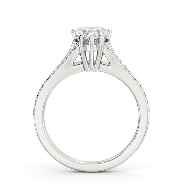 Heart Diamond Engagement Ring 18K White Gold Solitaire With Side Stones - Cottrell ENHE17S_WG_UP
