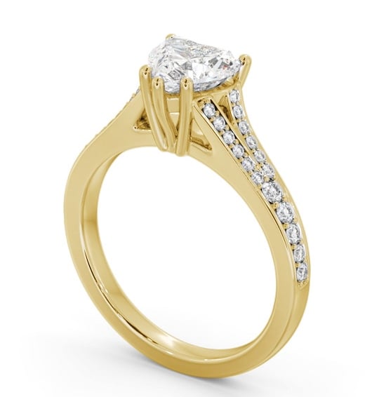 Heart Diamond Engagement Ring 18K Yellow Gold Solitaire With Side Stones - Cottrell ENHE17S_YG_THUMB1