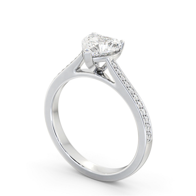 Heart Diamond Engagement Ring 18K White Gold Solitaire With Side Stones - Arlo ENHE18S_WG_SIDE