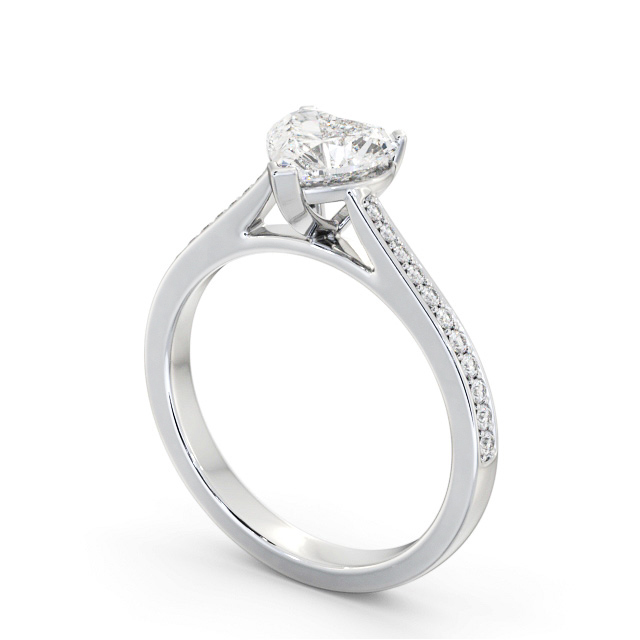 Heart Diamond Engagement Ring Palladium Solitaire With Side Stones - Arlo ENHE18S_WG_SIDE