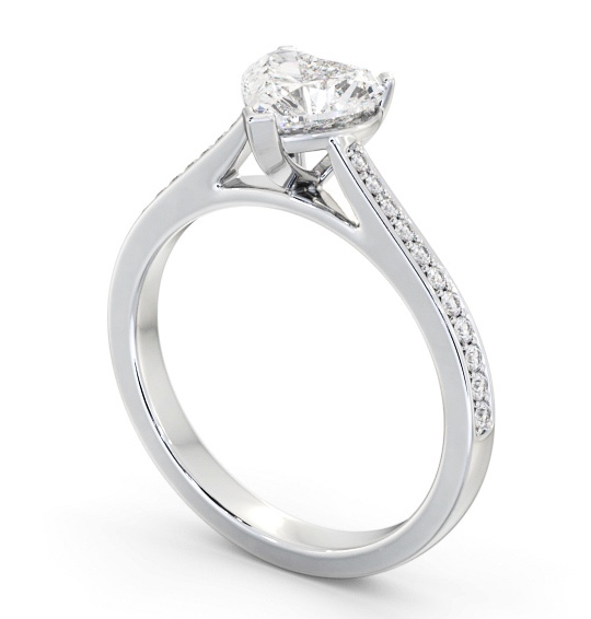 Heart Diamond 3 Prong Engagement Ring 18K White Gold Solitaire with Channel Set Side Stones ENHE18S_WG_THUMB1 