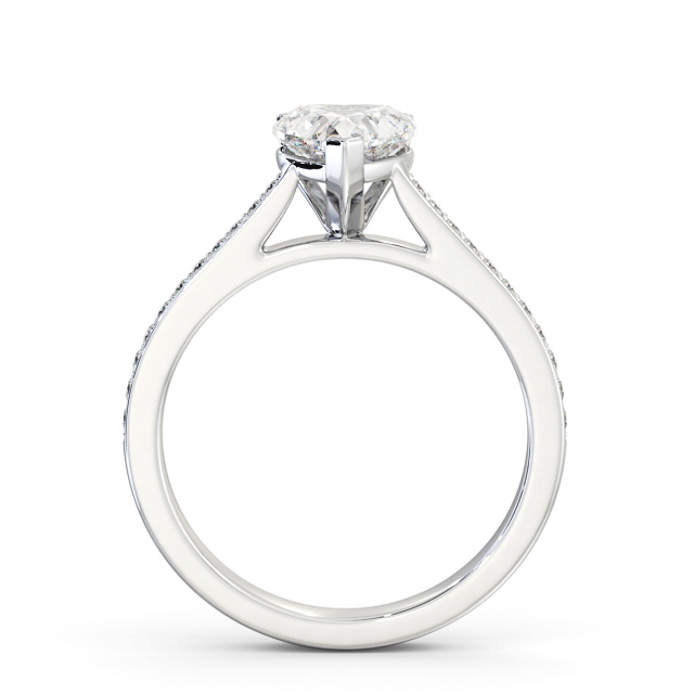 Heart Diamond Engagement Ring 18K White Gold Solitaire With Side Stones - Arlo ENHE18S_WG_UP