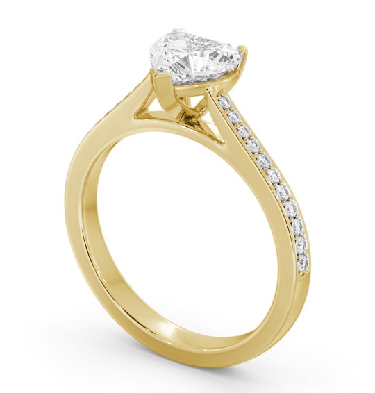 Heart Diamond 3 Prong Engagement Ring 9K Yellow Gold Solitaire with Channel Set Side Stones ENHE18S_YG_THUMB1