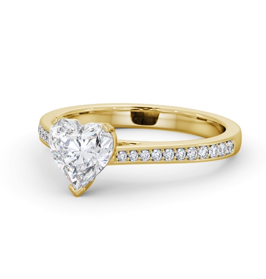 Heart Diamond 3 Prong Engagement Ring 9K Yellow Gold Solitaire with Channel Set Side Stones ENHE18S_YG_THUMB2 