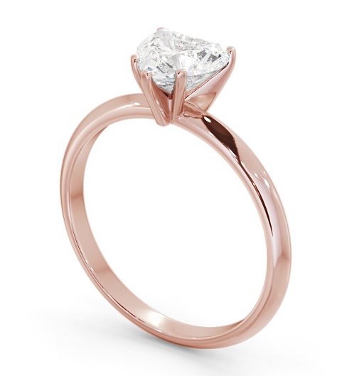 Heart Diamond Knife Edge Band Engagement Ring 9K Rose Gold Solitaire ENHE19_RG_THUMB1