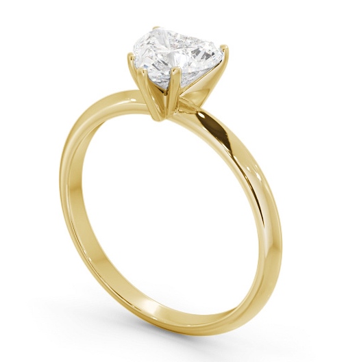 Heart Diamond Knife Edge Band Engagement Ring 18K Yellow Gold Solitaire ENHE19_YG_THUMB1 