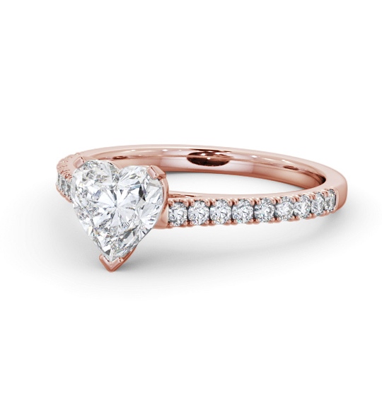 Heart Diamond 3 Prong Engagement Ring 18K Rose Gold Solitaire with Channel Set Side Stones ENHE19S_RG_THUMB2 