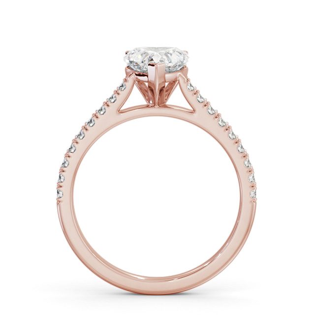 Heart Diamond Engagement Ring 18K Rose Gold Solitaire With Side Stones - Candide ENHE19S_RG_UP