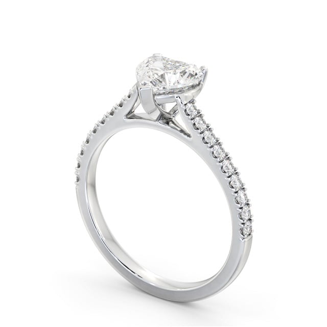 Heart Diamond Engagement Ring 9K White Gold Solitaire With Side Stones - Candide ENHE19S_WG_SIDE