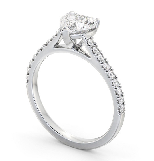 Heart Diamond 3 Prong Engagement Ring Platinum Solitaire with Channel Set Side Stones ENHE19S_WG_THUMB1