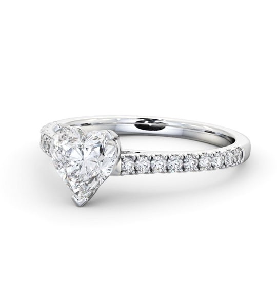  Heart Diamond Engagement Ring Platinum Solitaire With Side Stones - Candide ENHE19S_WG_THUMB2 