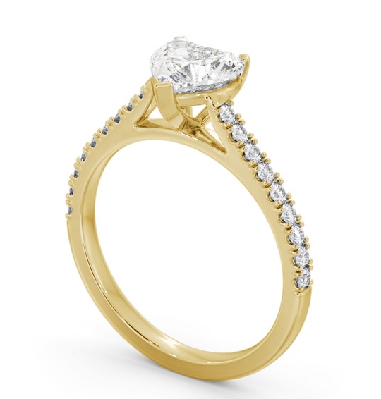 Heart Diamond 3 Prong Engagement Ring 18K Yellow Gold Solitaire with Channel Set Side Stones ENHE19S_YG_THUMB1