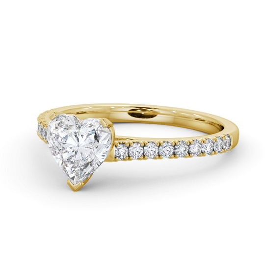 Heart Diamond 3 Prong Engagement Ring 9K Yellow Gold Solitaire with Channel Set Side Stones ENHE19S_YG_THUMB2 