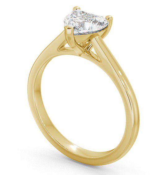 Heart Diamond Cathedral 3 Prong Engagement Ring 18K Yellow Gold Solitaire ENHE1_YG_THUMB1