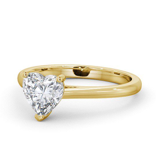 Heart Diamond Cathedral 3 Prong Engagement Ring 18K Yellow Gold Solitaire ENHE1_YG_THUMB2 