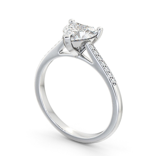 Heart Diamond Engagement Ring 9K White Gold Solitaire With Side Stones - Astbury ENHE1S_WG_SIDE