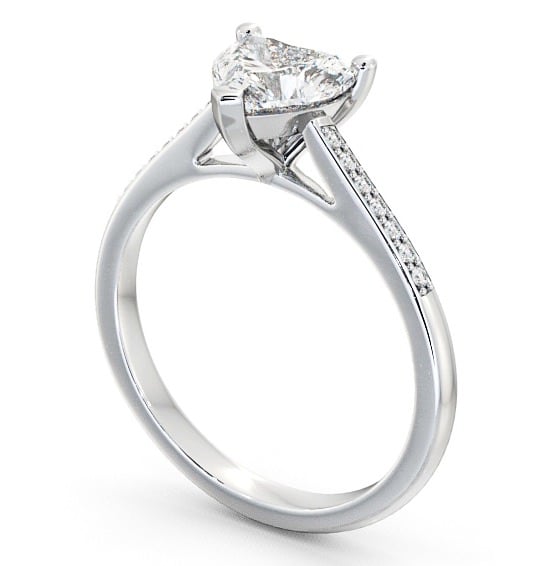  Heart Diamond Engagement Ring 18K White Gold Solitaire With Side Stones - Astbury ENHE1S_WG_THUMB1 