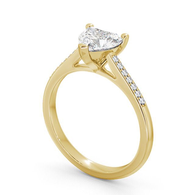 Heart Diamond Engagement Ring 9K Yellow Gold Solitaire With Side Stones - Astbury ENHE1S_YG_SIDE