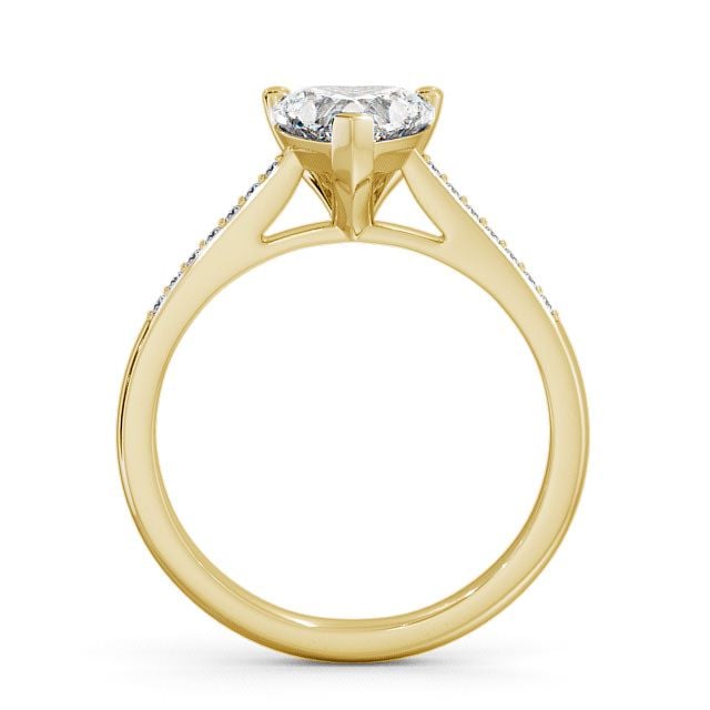 Heart Diamond Engagement Ring 18K Yellow Gold Solitaire With Side Stones - Astbury ENHE1S_YG_UP