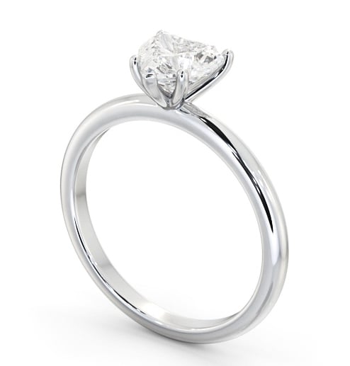 Heart Diamond Sleek 5 Prong Engagement Ring 18K White Gold Solitaire ENHE20_WG_THUMB1 