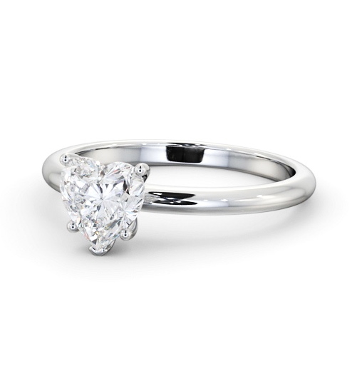 Heart Diamond Sleek 5 Prong Engagement Ring 18K White Gold Solitaire ENHE20_WG_THUMB2 