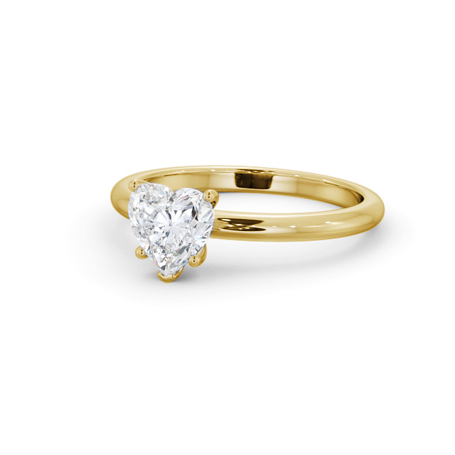 Heart Diamond Engagement Ring 18K Yellow Gold Solitaire - Addinston ENHE20_YG_FLAT