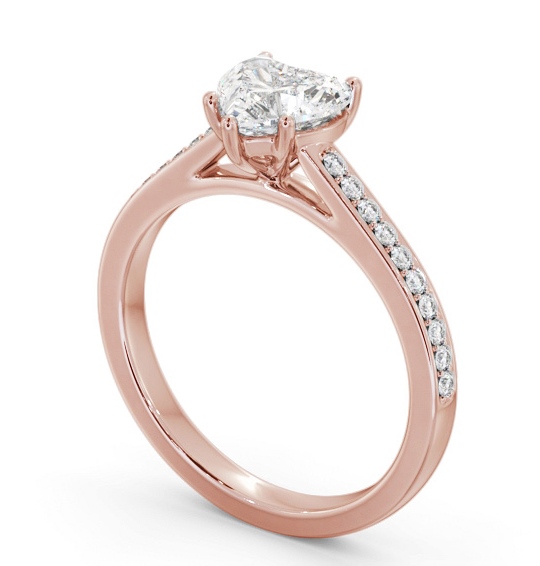 Heart Diamond 5 Prong Engagement Ring 18K Rose Gold Solitaire with Channel Set Side Stones ENHE20S_RG_THUMB1 