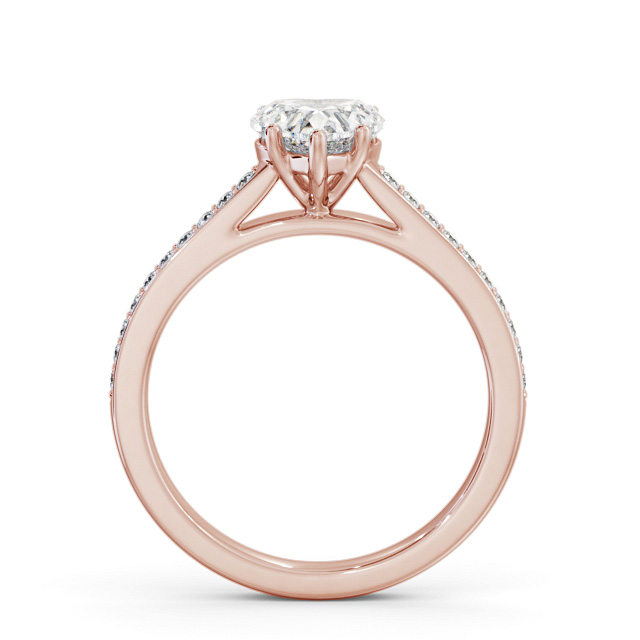 Heart Diamond Engagement Ring 18K Rose Gold Solitaire With Side Stones - Rachele ENHE20S_RG_UP